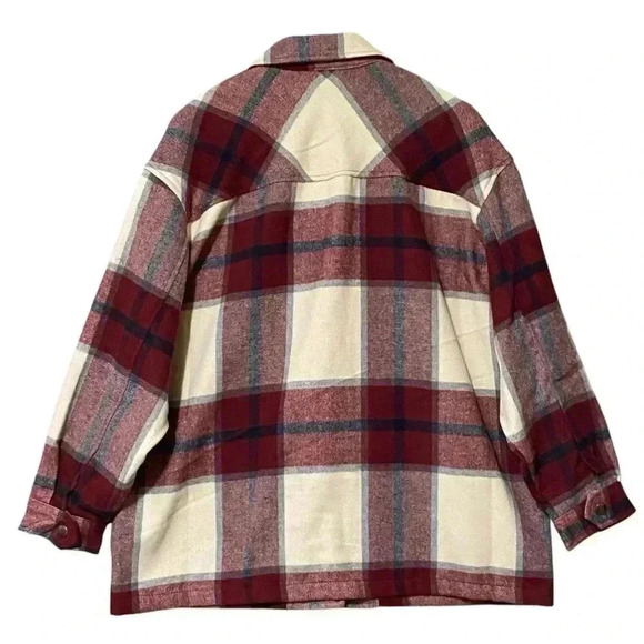HFX Shirt Jacket L Red Plaid Snap Closure Pocket Midweight Shacket Outerwear NWT - Picture 2 of 11
